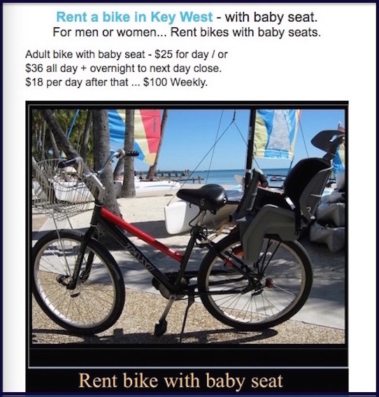 rent bikes in key west with baby seats